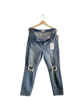 NWT Cello Distressed Straight Leg Jeans Light Wash High Rise Sz 11 Y2K